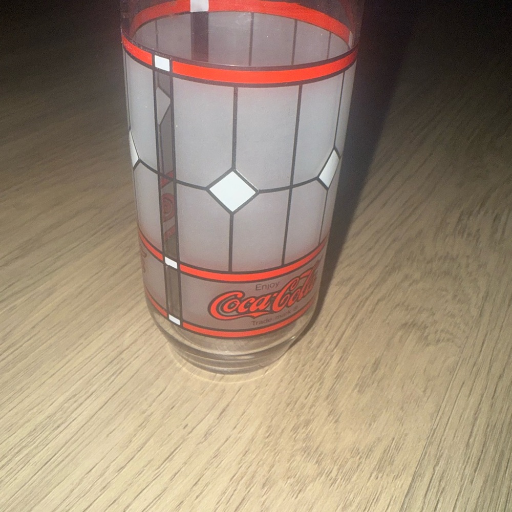 Coca-Cola Glass with Red and White Pattern